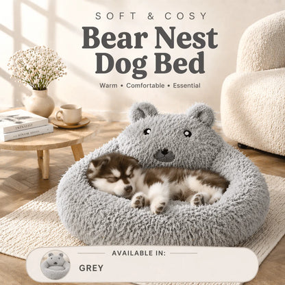 Luxury Bear Nest Pet Bed for Dogs & Cats, Super Soft Plush Calming Bed, Thick Cushion, Removable Washable Cover, Waterproof Inner Lining, Anti-Slip Bottom, Warm Cozy Sleep Bed for Small Medium Pets