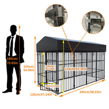 Heavy Duty Large Dog Kennel - Welded Metal Outdoor Pet Run with Roof