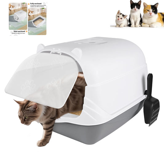 Cat Litter Box Pet Litter Tray Fully-enclosed & Semi-enclosed Splashproof Pet Toilet Cleaning Basin Supplies Kitten Tray Bedpan