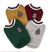 Winter Warm Pet Dog Sweater - College Style V-Neck Knitwear Vest for Small Dogs
