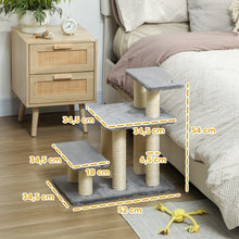 3-Step Adjustable Cat Stairs - Scratching Posts & Hanging Ball - 10kg Capacity - Gray Pet Tower
