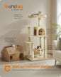 Feandrea scratching post, 143 cm high, cat tree, multi-storey cat house, with 4 scratching pillars, 2 platforms, hammock, Cave