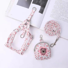 Floral Pet Harness & Leash Set - Adjustable Dog Backpack Chest Vest - Small Medium Cats Dogs