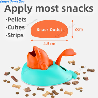 Dog Toy Treat Dispenser Interactive Puppy Launcher Cute Whale Shape Slow Feeder IQ Puzzle Training Toys for Small Large Dogs Cat