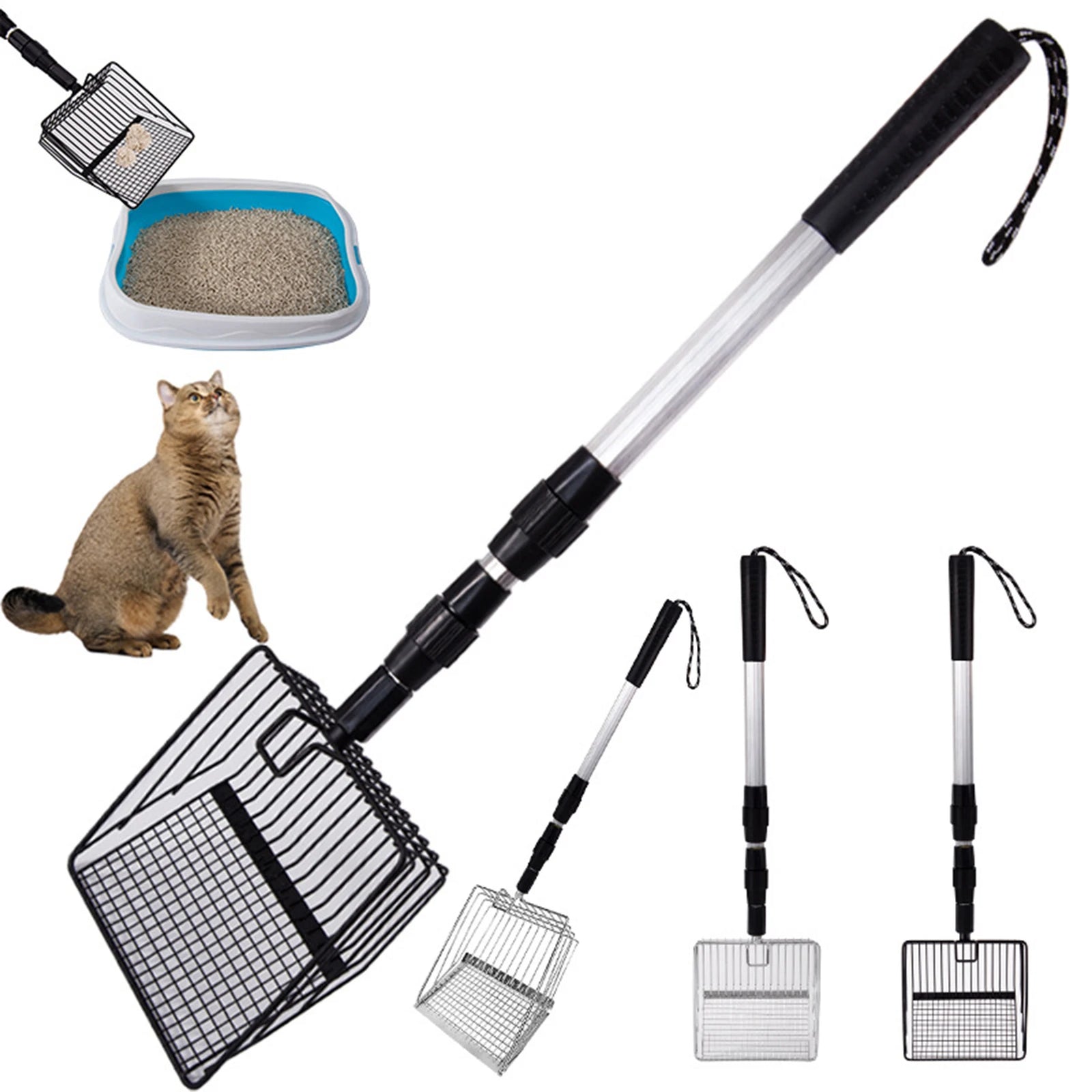 Stretchable Chicken Poop Scooper Chicken Coop Rake Cat Litter Scooper Chicken Coop Litter Sifting Shovel Chicken Coop Accessory
