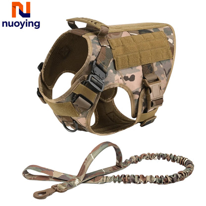 Adjustable Tactical Dog Harness Set, Military Vest with Leash for German Shepherd Golden Retriever, Training Harness All Breeds