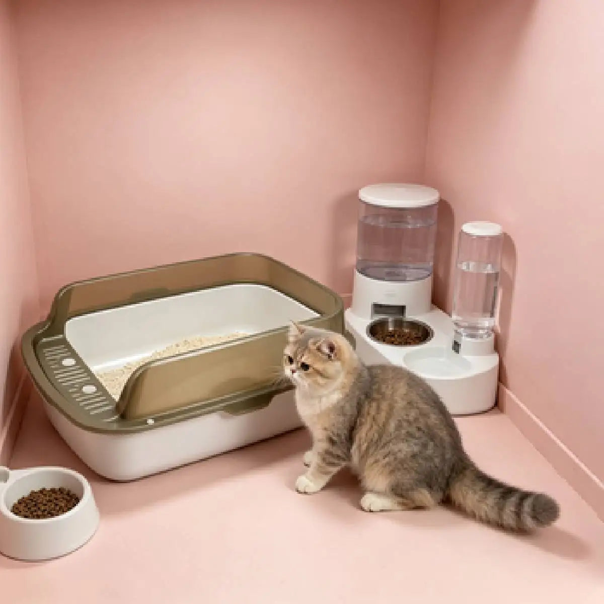 Sanitary Tray for Cats, Semi-Closed, with Higher Edges and Deeper Bottom, Available in Various Colors