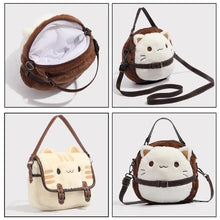 Cute Plush Cat Handbag Cute Stuffed Animal Handmade Backpack Large Capacity Shoulder Bag