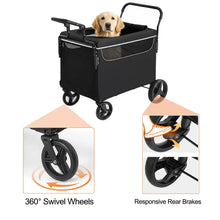 Large Dog Stroller – Heavy-Duty Foldable Pet Pushchair for Dogs up to 50 kg with 360° Wheels & Safety Leash