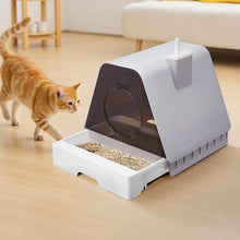Tieker Creative Cute Cat Litter Box Pet House Shape Cat Toilet Large Capacity Splash-proof Deodorant