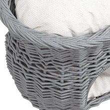 Wicker Cat House – 2-Tier Elevated Cat Bed with Washable Cushions, Pet Basket & Cat Den, 56 × 37 × 40 cm