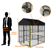 Heavy Duty Large Dog Kennel - Welded Metal Outdoor Pet Run with Roof