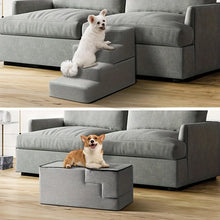 4-Step Foam Pet Stairs - Removable Washable Cover - Non-Slip Dog & Cat Ramp - Bed Sofa Car