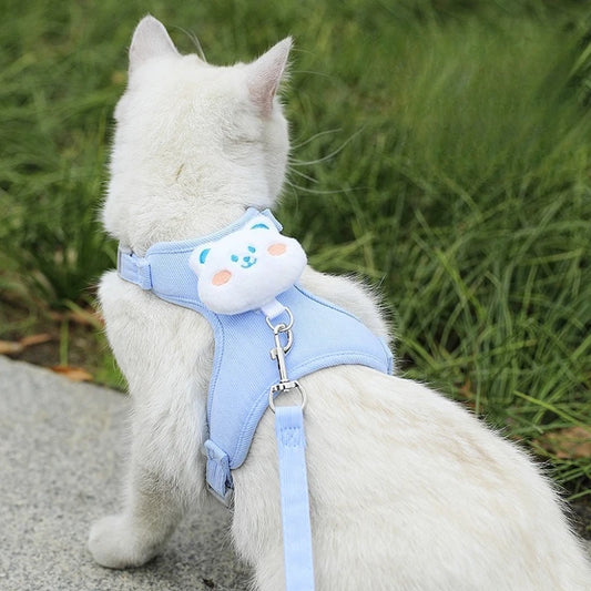 Adjustable Cat Harness & Leash - Soft Breathable Pet Vest - Outdoor Walking Kitten Puppy Travel