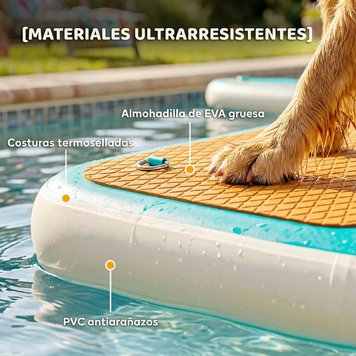 Pawhut Inflatable Water Ramp for Dogs for Pools Boats Lakes 151X102 cm with Non-Slip Eva Surface