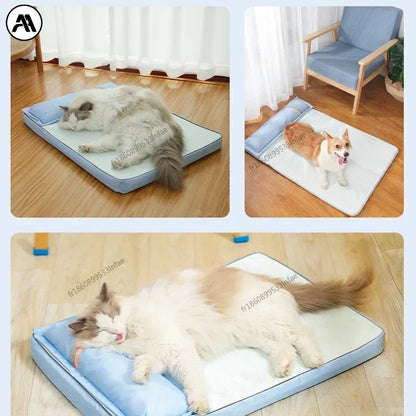 summer cooling dog bed for large medium dog puppy orthopedic memory foam mat with pillow breathable waterproof washable