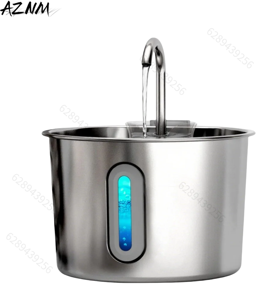 2.2L round Automatic Cat Water Fountain Stainless Steel Pet Water Feeder with Window for Dogs And Cats Pet Supplies