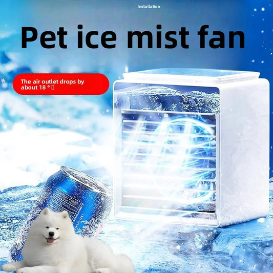 Small Air Conditioner for Pets Refrigeration Fan Mini Small Summer Dog Cat Rabbit Cooling Artifact Plus Water Spray Pet Products