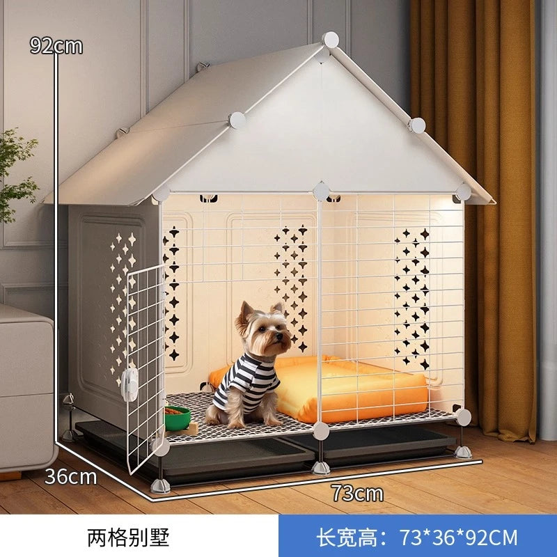Small Medium Dog Cage for Teddy Bichon Pet House with Sleeping Area One Room One Toilet Design for Puppies Removable Tray Kennel