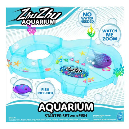 Adams Zhu Zhu Pets Aquarium Starter Playset WITH Fish Electronic LandSwimming Pets for Kids MessFree Fun Toy Build Your Aquariu