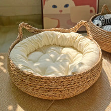 Rattan Katzenkorb mit Kissen – Warmer Schlafplatz für Katzen und Kätzchen