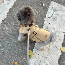 British Style Dog Coat - Beige Brown Plaid Adjustable Strap Winter Outerwear for Dogs