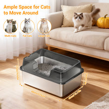 Extra Large Enclosed Stainless Steel Cat Litter Box, Metal Litter Pan for Big Cats, High Wall Sides & Non-Stick Bottom, Anti-Lea