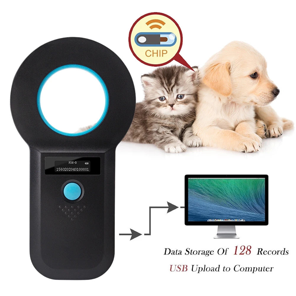 Handheld Animal RFID EMID Reader OLED Display EMID FDX-B(ISO11784/85) Pet Chip ID Scanner Pet Tag Scanner for Cat Dog Pet Animal
