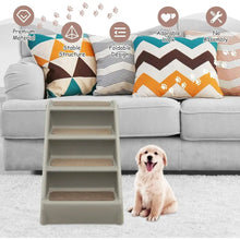 4-Step Plastic Pet Stairs - Soft Surface Dog & Cat Ladder - Lightweight Bed Sofa Car Access