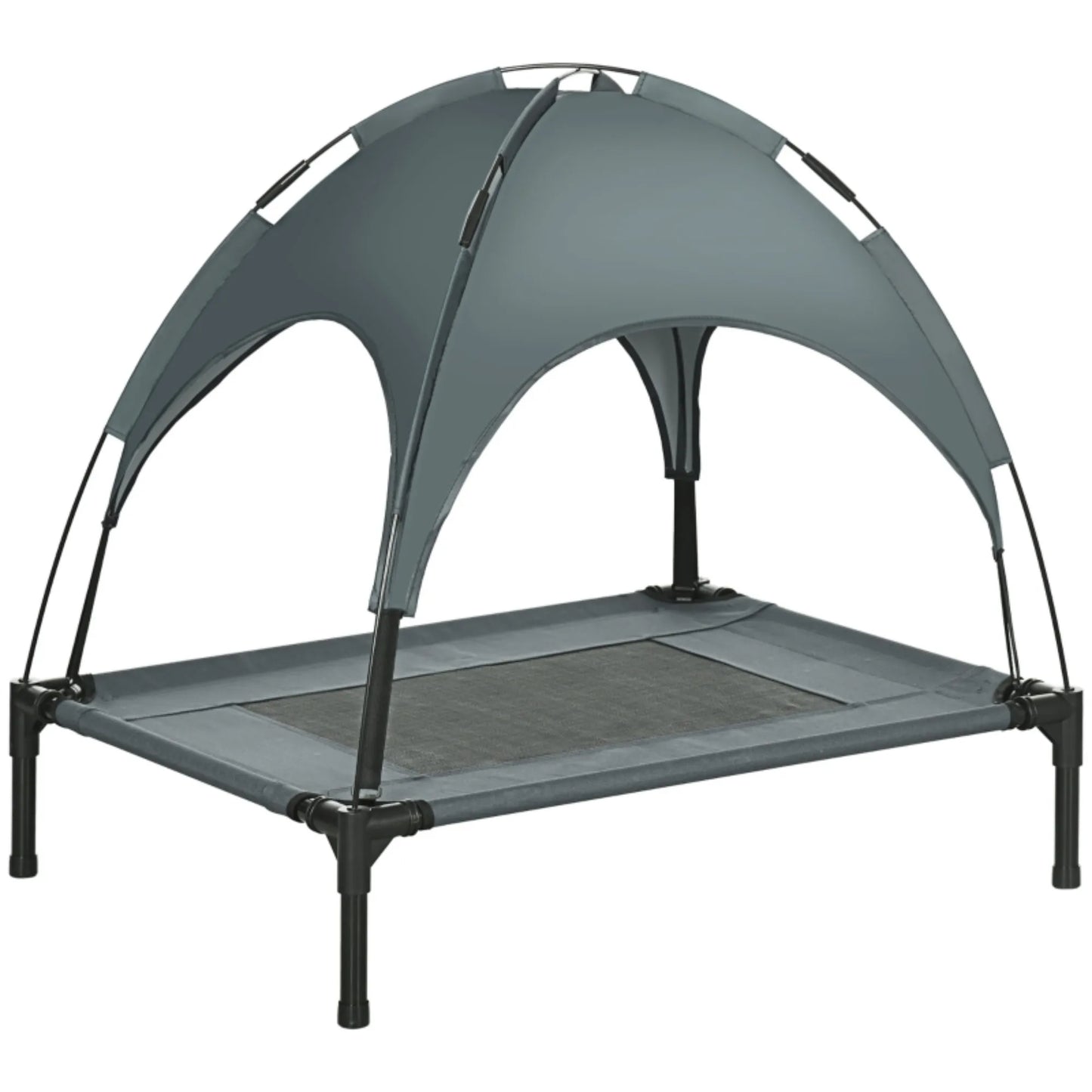 Raised Dog Bed Waterproof Elevated Pet Cot with Breathable Mesh UV Protection Canopy Grey, for Medium Dogs, 76 x 61 x 73cm