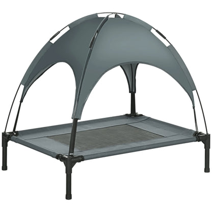 Raised Dog Bed Waterproof Elevated Pet Cot with Breathable Mesh UV Protection Canopy Grey, for Medium Dogs, 76 x 61 x 73cm