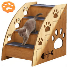 4-Step Wooden Pet Ramp - Detachable Dog Stairs - Bed & Sofa Access Ladder UK