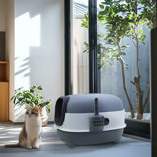 Hooded Cat Litter Pan Box with Litter Scoop Front Entry Enclosed Toilet Tray for All Cat Breeds,Easy Clean Anti-splash Design
