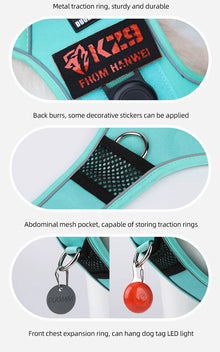 No-Pull Dog Harness with AirTag Holder, Handle & Front Clip — Reflective Padded Vest for Walking & Training