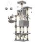 Feandrea scratching post Large, 206 cm High, XXL Cat Tree, with 13 Scratching Pillars, 2 Platforms, 2 Caves Basket hammock Plush balls