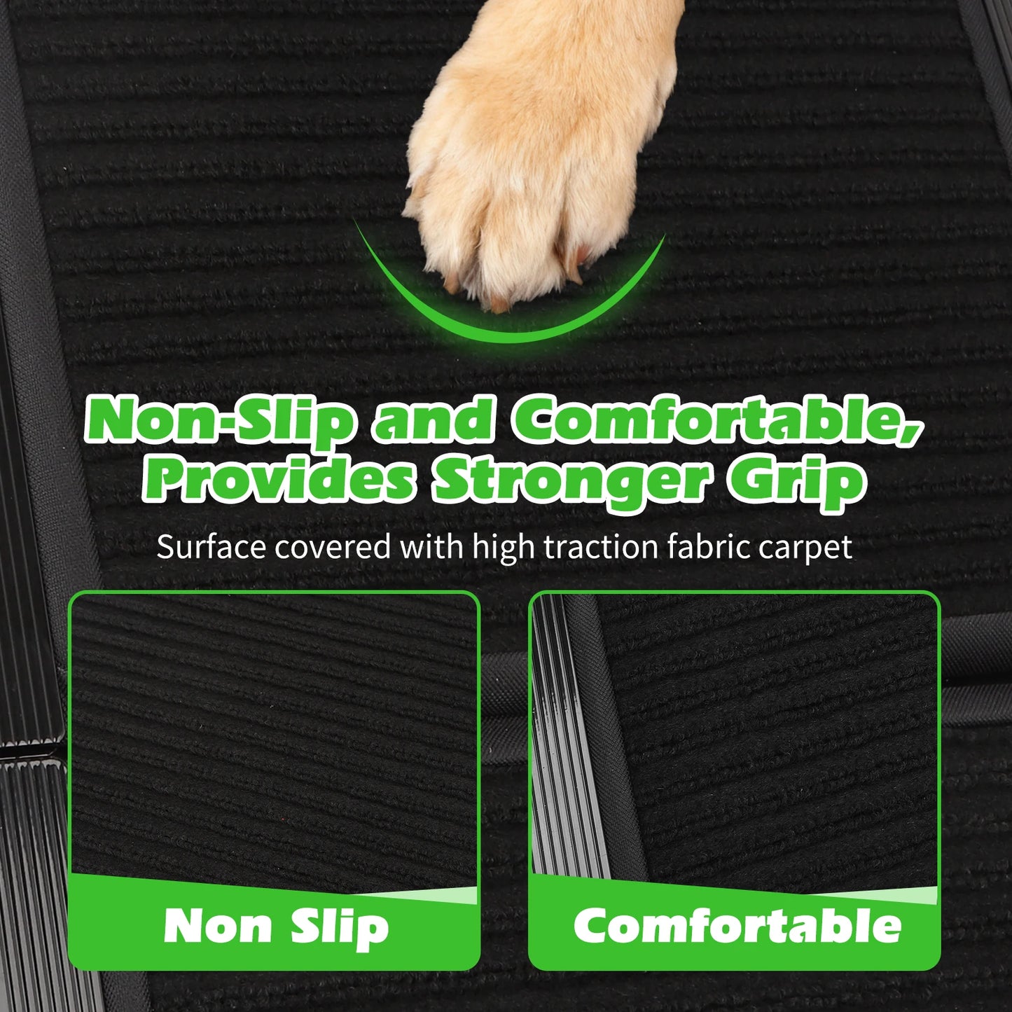 Nobleza Dog Ramp for Car 170X44 cm – Foldable in 4, Aluminum, Non-Slip Surface, Supports up to 80 kg – Ideal for Small, Medium and Large Dogs