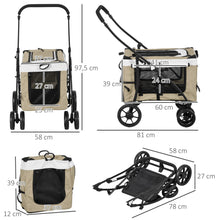 Dog Stroller – Foldable Pet Stroller with Detachable Wagon, Cushion & 4 Zippered Doors