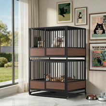Heavy Duty Dog Crate - Rolling Pet Kennel with Removable Tray & Wheels