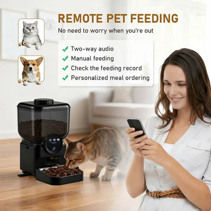 6.5L Automatic Cat Feeder Rechargeable WIFI Smart Pet Feeder App Controlled Cat Feeder With Camera Built-in battery For Cat Dog