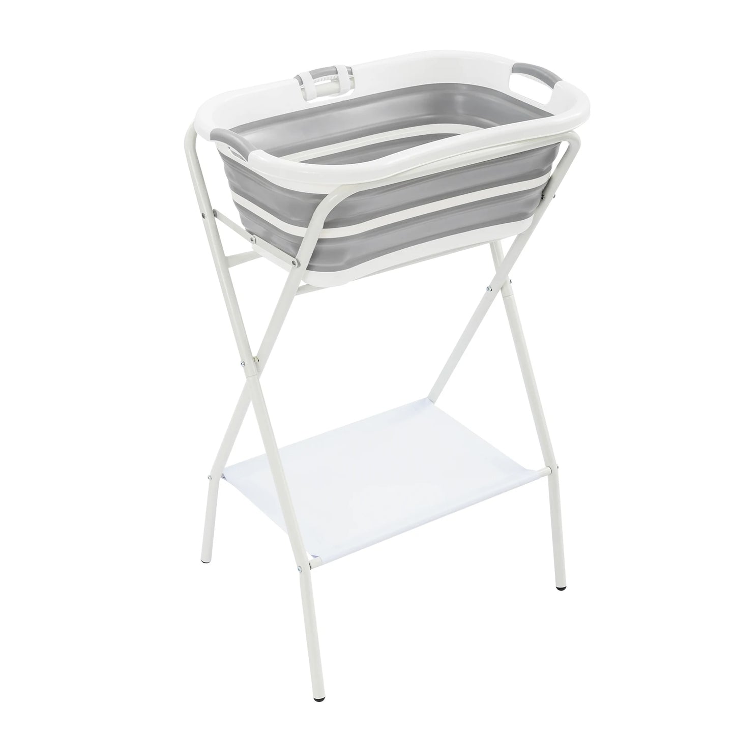 Foldable Small Pet Bathtub with Stand And Drainage Tube - Safety Belt Smooth Edge Storage Rack for Easy Cleaning And Use