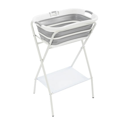 Foldable Small Pet Bathtub with Stand And Drainage Tube - Safety Belt Smooth Edge Storage Rack for Easy Cleaning And Use