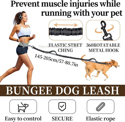 Waist Dog Hands Free Dogs Leash, Waist Running Leash with Zipper, Walking Pouch for Dog Walking, Reflective Dual Padded Handles