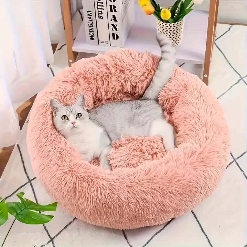 Cat Bed Long Plush Dogs Basket Cushion Cat Bed Cat Mat Animals Sleeping Sofa 40-60cm Round Pet Bed for Large Dog Bed Super Soft