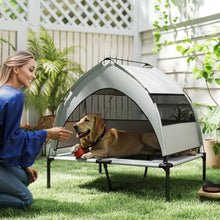 Elevated Dog Bed with Canopy – Portable Cooling Raised Pet Cot for Medium & Large Dogs, 92 × 75 × 89 cm