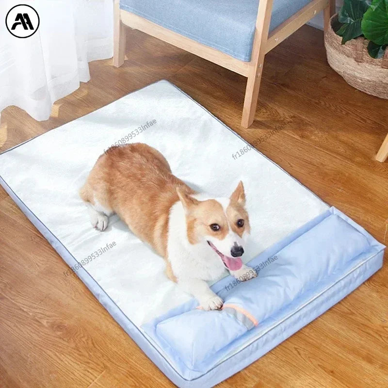 summer cooling dog bed for large medium dog puppy orthopedic memory foam mat with pillow breathable waterproof washable