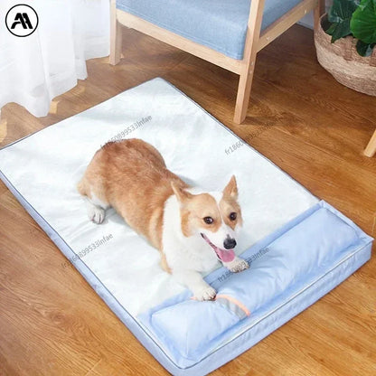summer cooling dog bed for large medium dog puppy orthopedic memory foam mat with pillow breathable waterproof washable