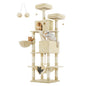 Feandrea scratching post Large, 206 cm High, XXL Cat Tree, with 13 Scratching Pillars, 2 Platforms, 2 Caves Basket hammock Plush balls