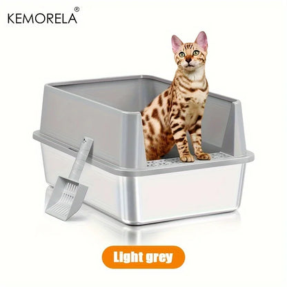 Super Large XL Stainless Steel Litter Box With Lid High Side Closed Large Litter Box Suitable For Large Small Cats With Scoop