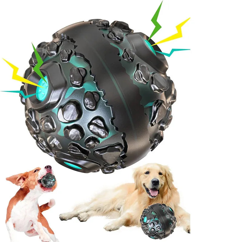 Natural Dog Chew Toy Teeth Cleaning Pet Rubber Ball Rolling Interactive Squeaky Chewer For Small Medium Larger Dog Activity Game