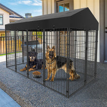 Heavy Duty Large Dog Kennel - Welded Metal Outdoor Pet Run with Roof